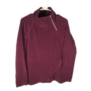 Calvin Klein Top Womens Medium Thermal Sweat Zip Front Wrap Purple Berry